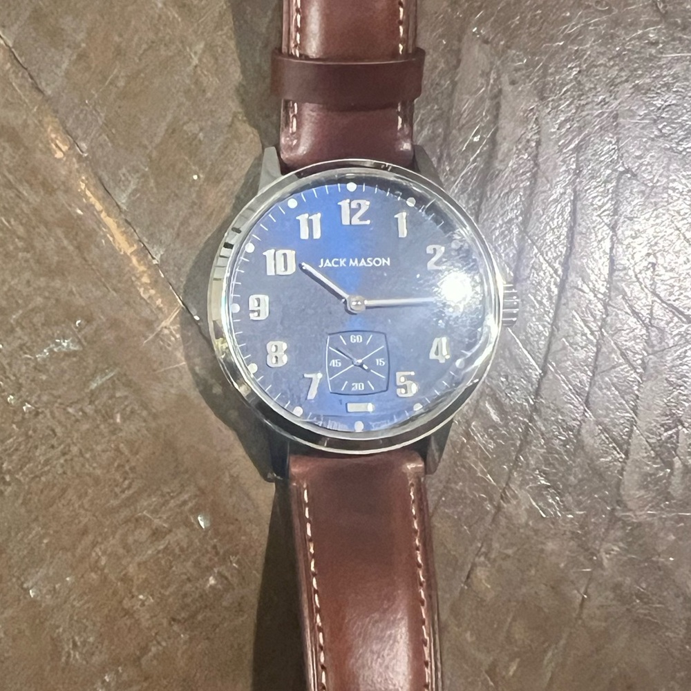 Men's Watch with Blue Dial and Brown Leather Strap